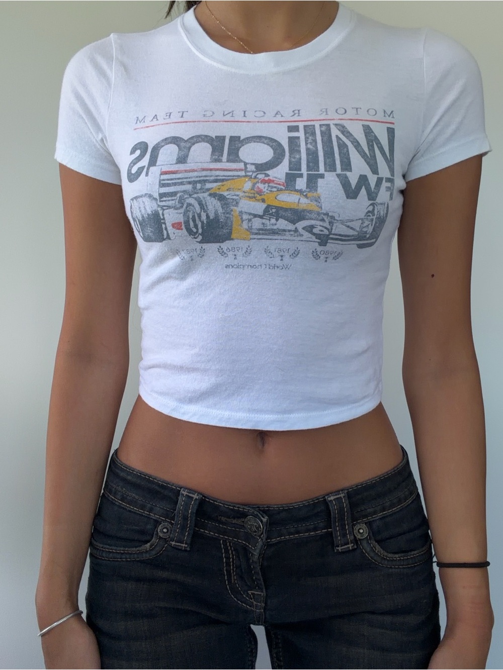 Hollister Williams Motor Racing Graphic Crop Tee - White